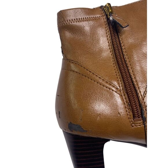 Franco Sarto Womens 8M L-Track Leather Zipper Block Heel Ankle Booties - Picture 8 of 11